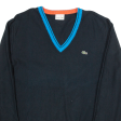 LACOSTE L!VE Mens Jumper Black V-Neck Tight Knit L For Cheap