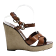 BALLY Wedge Heels Brown Leather Womens UK 9.5 Online Sale