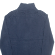 POLO RALPH LAUREN Mens Jumper Blue Button Neck Tight Knit S Online now