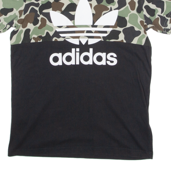 ADIDAS ORIGINALS Camo Mens T-Shirt Black Crew Neck M on Sale