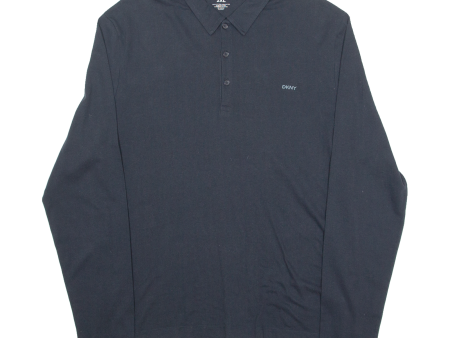 DKNY Mens Polo Shirt Blue Long Sleeve 2XL Supply