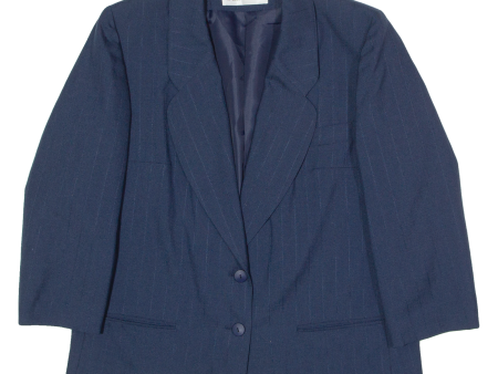 WEINBERG Womens Blazer Jacket Blue Wool Pinstripe M Hot on Sale