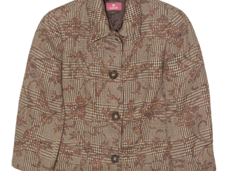 AIGNER Womens Blazer Jacket Brown Wool 90s Floral UK 12 For Sale