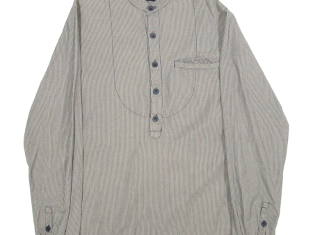 BENCH Mens Shirt Grey Striped Long Sleeve L Online now