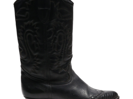 Cowboy Boots Black Leather Womens UK 4 Online now