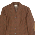 SISLEY Womens Blazer Jacket Brown Wool 90s Check S For Cheap