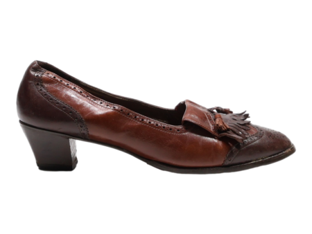 BALLY Heeled Loafer Shoes Brown Leather Womens UK 5.5 For Sale