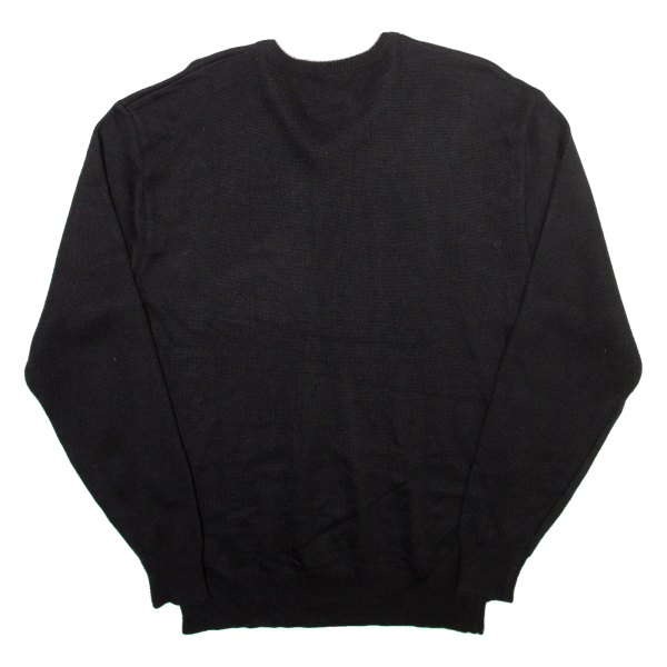 LACOSTE Mens Jumper Black V-Neck Tight Knit Wool L Online