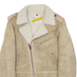 SCHOTT Perfecto Shearling Womens Jacket Beige Leather Suede 90s S Sale