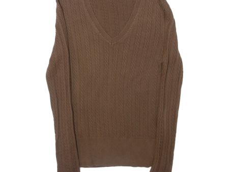 TOMMY HILFIGER Womens Jumper Brown V-Neck Cable Knit M Online Sale