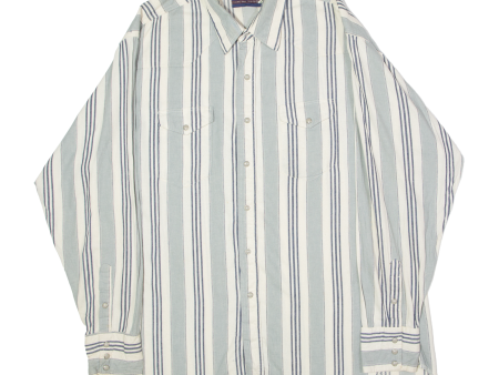 WRANGLER Western Mens Shirt Grey 90s Striped Long Sleeve 2XL Online now