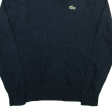 LACOSTE Mens Jumper Black Collared Tight Knit M Cheap