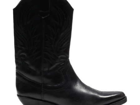 Cowboy Boots Black Leather Womens UK 8 Online Hot Sale