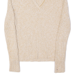 TOMMY HILFIGER Womens Jumper Beige V-Neck Tight Knit M Discount