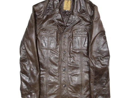 AVIATRIX Mens Jacket Brown Leather 2XL Online Sale