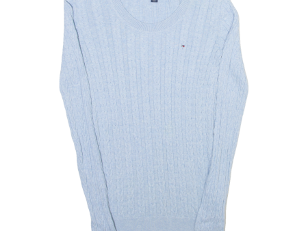 TOMMY HILFIGER Womens Jumper Blue Cable Knit XS Hot on Sale