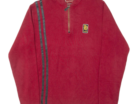 TOMMY HILFIGER Red Label Mens Jumper Red 1 4 Zip 90s Tight Knit S Online Sale