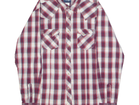 WRANGLER Western Mens Shirt Red Check Long Sleeve L Discount