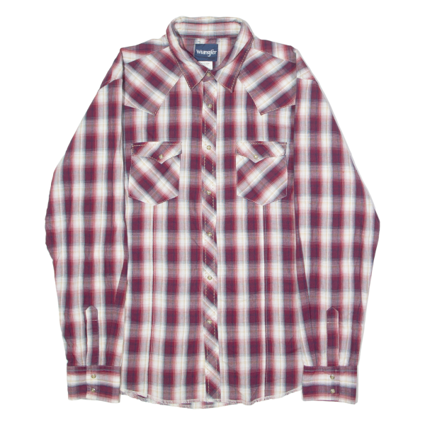 WRANGLER Western Mens Shirt Red Check Long Sleeve L Discount