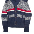 TOMMY HILFIGER Mens Patterned Cardigan Blue High Neck Tight Knit S Sale