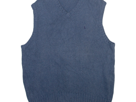 POLO RALPH LAUREN Mens Jumper Blue V-Neck Tight Knit Sleeveless L Supply