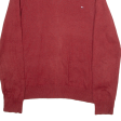 TOMMY HILFIGER Cotton Cashmere Mens Jumper Red V-Neck Tight Knit M Online