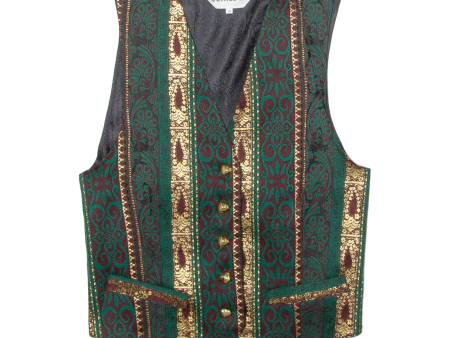 SCHILD Womens Blazer Waistcoat Green Viscose 90s Paisley UK 8 Online now