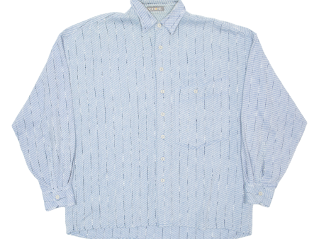 BERTONE Mens Shirt Blue Striped Long Sleeve XL Online