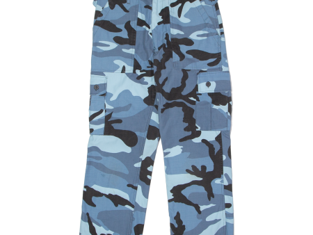 Camouflage Cargo Mens Trousers Blue Slim Wide-Leg W30 L26 Fashion