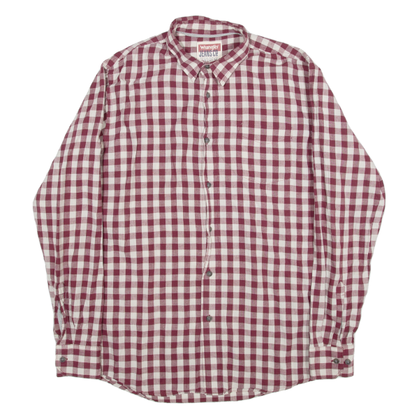 WRANGLER Mens Shirt Red Check Long Sleeve M on Sale