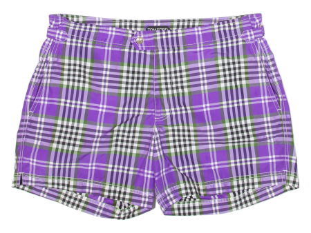 TOM FORD Mens Casual Shorts Purple Relaxed Check M W33 Online Sale