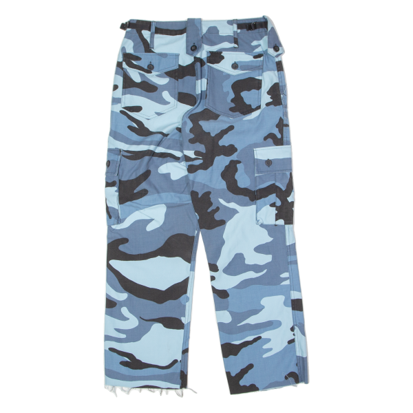 Camouflage Cargo Mens Trousers Blue Slim Wide-Leg W30 L26 Fashion