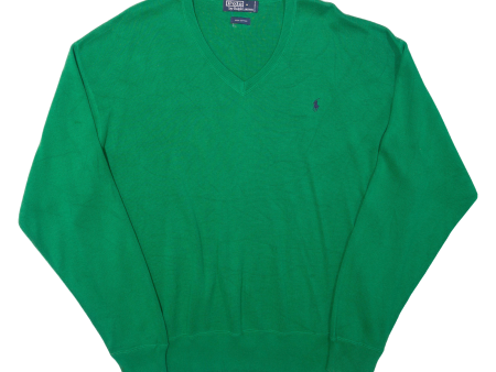 POLO RALPH LAUREN Mens Jumper Green V-Neck Tight Knit 4XL Online