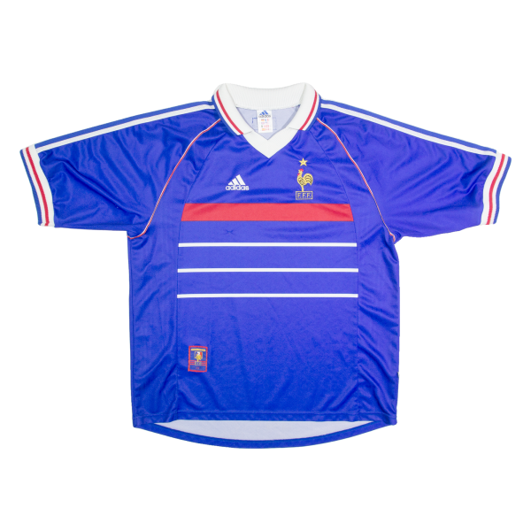 ADIDAS France Football Federation Mens Football Shirt Jersey Blue Collared XL Discount