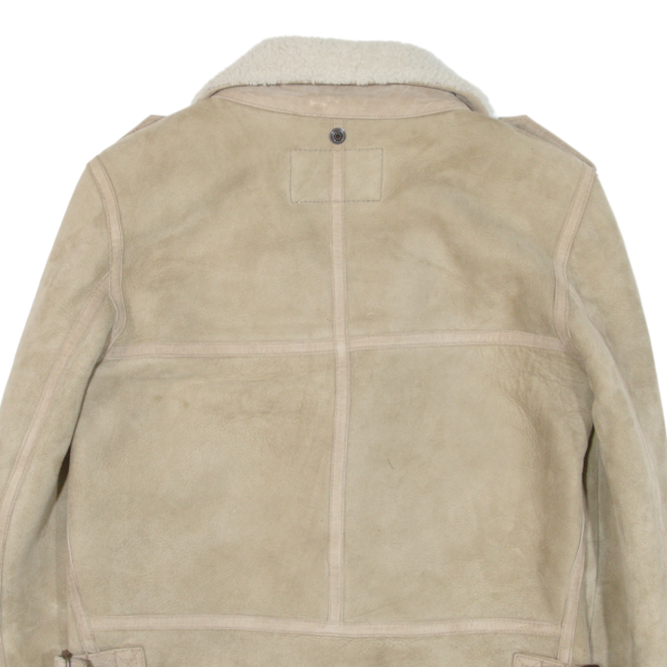 SCHOTT Perfecto Shearling Womens Jacket Beige Leather Suede 90s S Sale