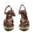 BALLY Wedge Heels Brown Leather Womens UK 9.5 Online Sale