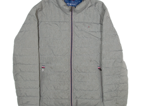 TOMMY HILFIGER Mens Puffer Jacket Grey 2XL Discount