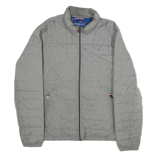 TOMMY HILFIGER Mens Puffer Jacket Grey 2XL Discount