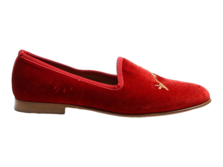 DEL LORA Loafer Shoes Red Velvet Womens UK 5.5 For Sale