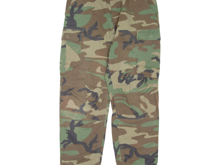 Camo Mens Trousers Green Regular Straight W34 L30 Cheap