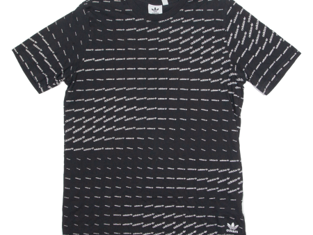 ADIDAS ORIGINALS All Over Print Mens T-Shirt Black Crew Neck L on Sale