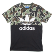 ADIDAS ORIGINALS Camo Mens T-Shirt Black Crew Neck M on Sale