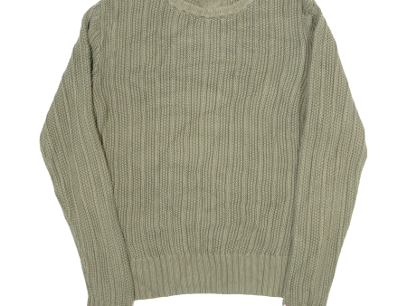 TOMMY HILFIGER Womens Heavy Knit Jumper Green Chunky Knit L Online Hot Sale