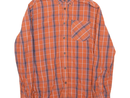 BEN SHERMAN Mens Shirt Orange Check Long Sleeve M For Cheap