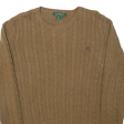 LAUREN RALPH LAUREN Womens Jumper Brown Cable Knit M Cheap