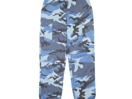 Camo Mens Trousers Blue Regular Tapered W27 L31 Online