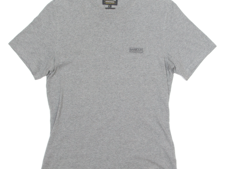 BARBOUR Slim Fit Mens T-Shirt Grey Crew Neck M on Sale