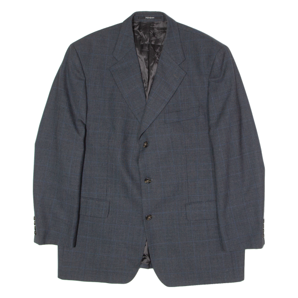 YVES SAINT LAURENT Mens Blazer Jacket Blue Wool Check XL Online