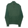 POLO RALPH LAUREN Mens Jumper Green Button Neck Tight Knit M For Sale