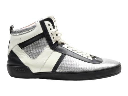 BALLY High Top Trainers Silver Synthetic Mens UK 8 Online now